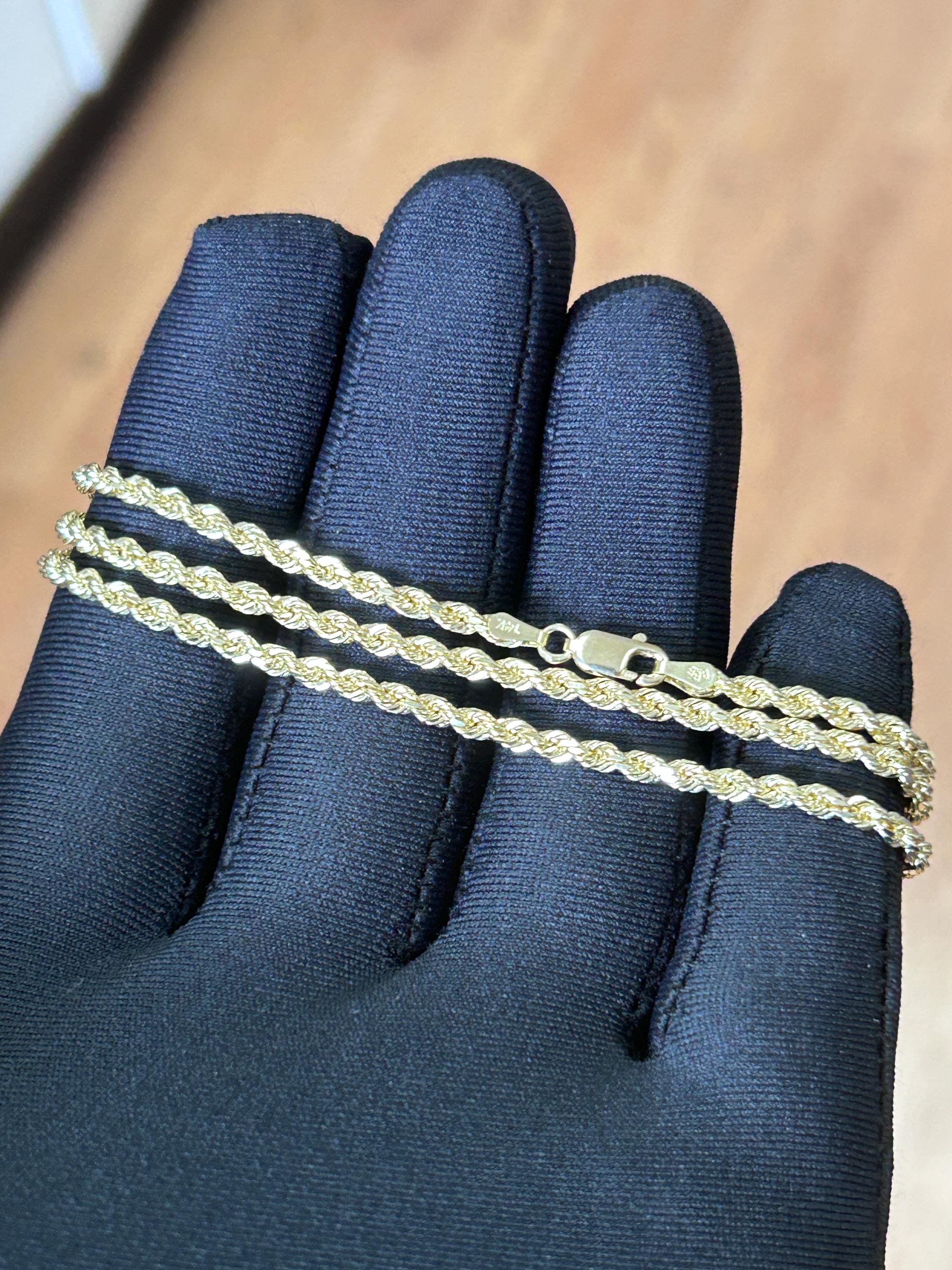 Twister Rope Chain Pattern Solid 14K Yellow Gold Rope Chain Necklace, 22