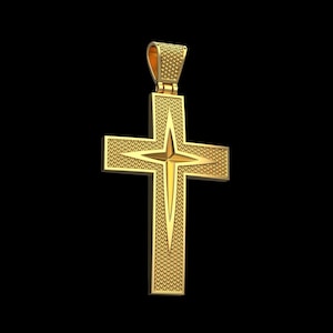 14k Solid Gold Cross Pendant, Gold Cross Pendant, Unisex Cross, Cross Gold Pendant, Gift for Her