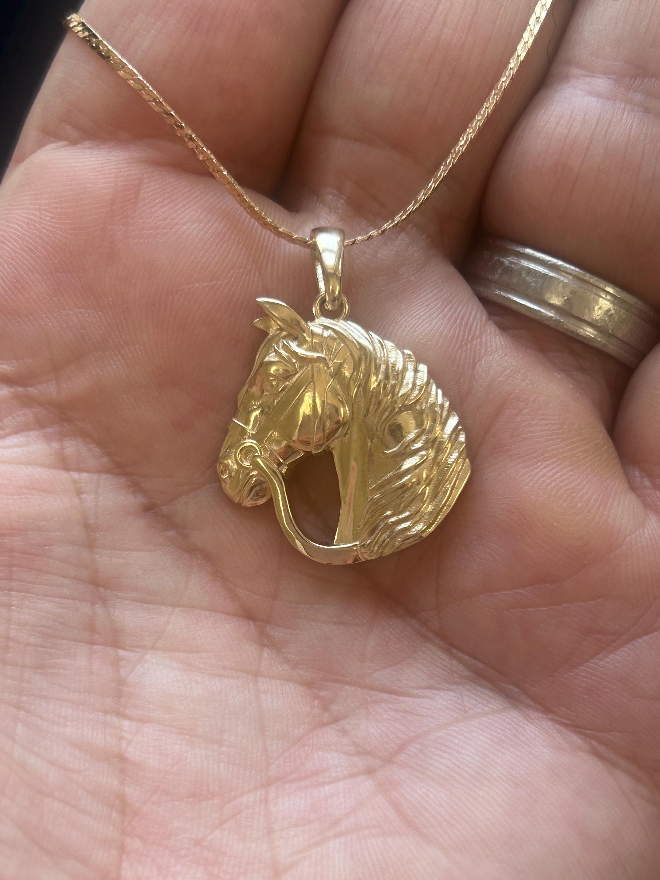 14K Solid Gold Horse Pendant, Horse Pendant, Unisex Horse Pendant, Gift for Her