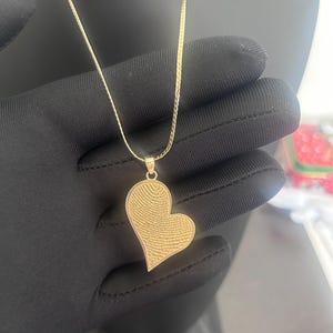 14k Solid Gold Fingerprint Heart Pendant, Heart with Customized Fingerprint, Gold Heart with Fingerprint, Unisex Customized Pendant for Her