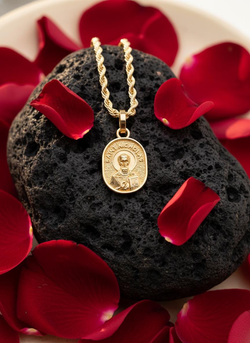 pendant sterling st nicholas necklace gold