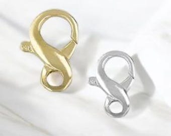 Chiusura a scatto in oro massiccio 14k per bracciale e catena, chiusura a infinito in oro da 8 mm x 5 mm, chiusura in oro per bracciale, chiusura in oro per collane