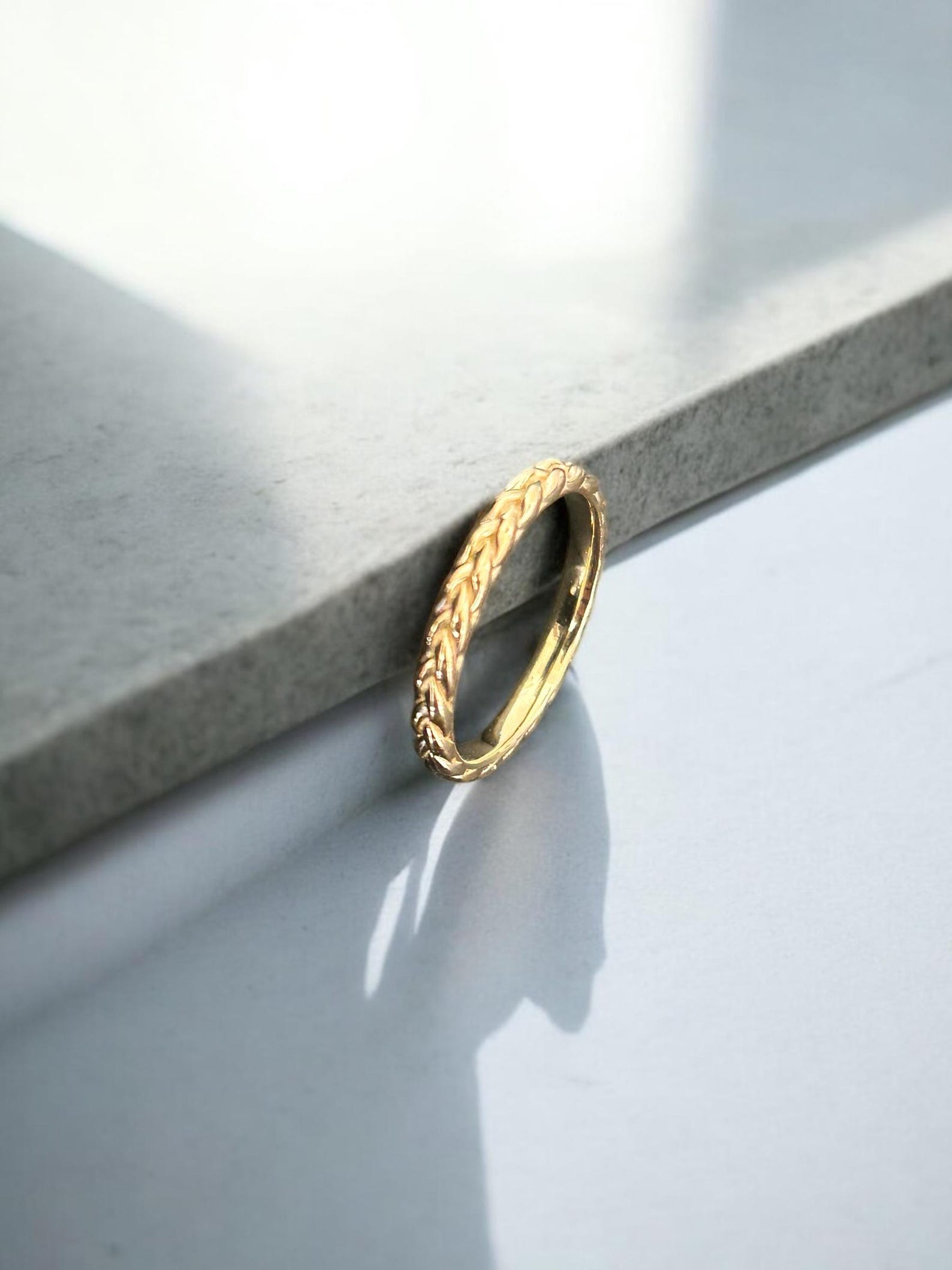 14k Solid Gold Braided Stackable Ring, 2.60mm Braided Ring, Stackable ...