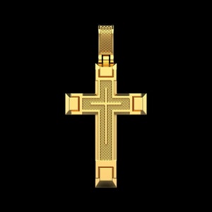 14k Solid Gold Stylish Cross Pendant, Gold Cross Pendant, Unisex Cross, Cross Gold Pendant, Gift for Her