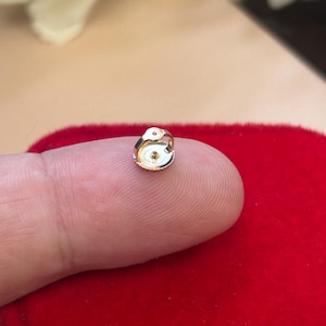 14k Solid Yellow Gold 6.3mm Diameter Earring Backing, Spare Screw Back Earring Backing, 0.84mm Hole, Screw Backing, Double Threaded Ear Nut
