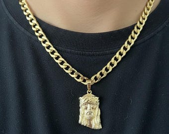 14K/18K Solid Gold 3D Jesus Pendant, Solid Gold Jesus Pendant,Unisex Jesus Christ Pendant Unisex Jesus Pendant