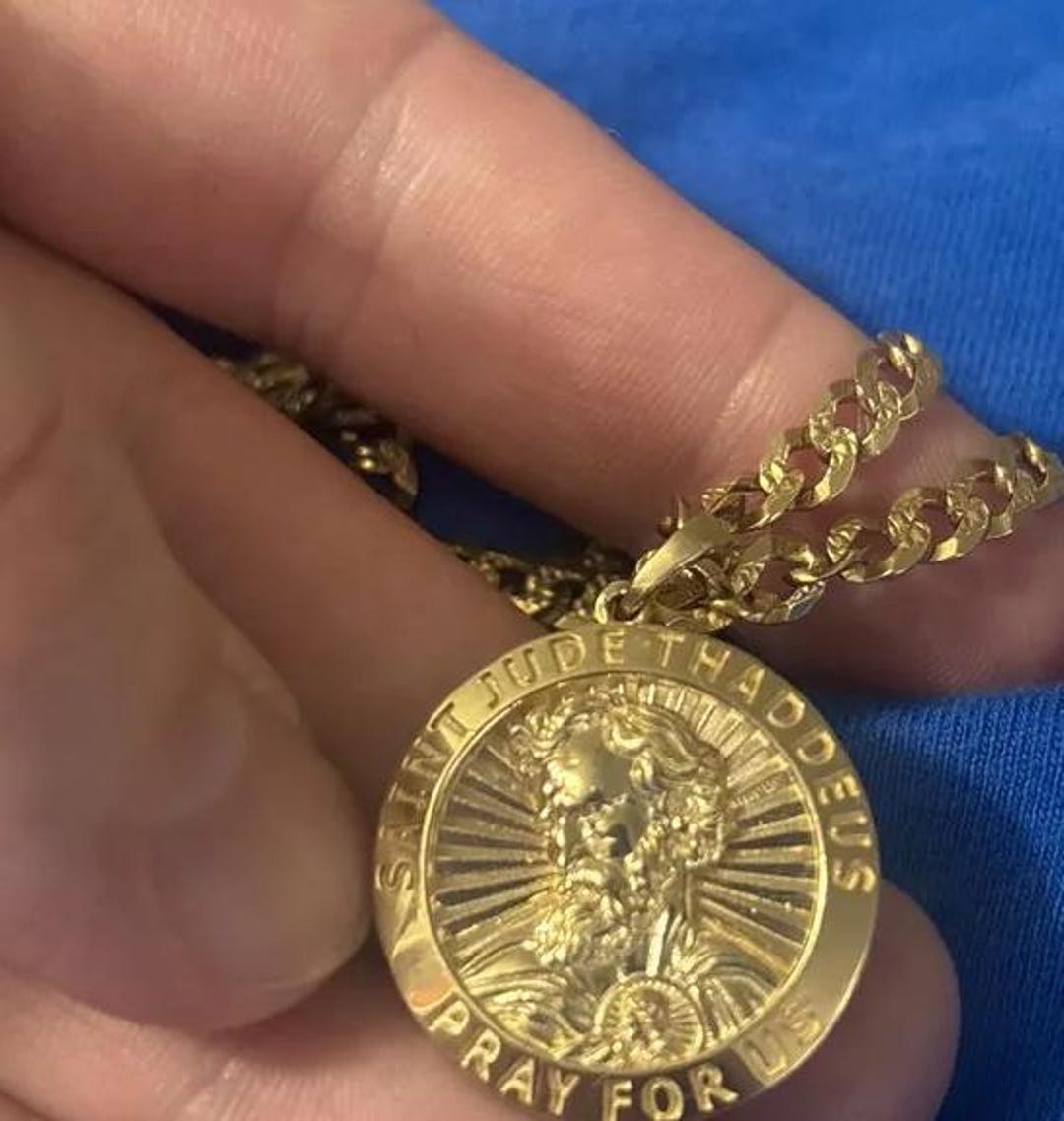 18k Solid Gold Saint Jude Thaddeus Pendant, St Jude Thaddeus Pray for ...