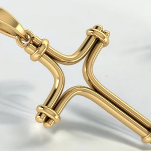 14k Solid Gold Cross Pendant, Gold Cross Unique Design Pendant, Unisex Cross, Cross Gold Pendant, Stylish Gold Cross, Gift for Her