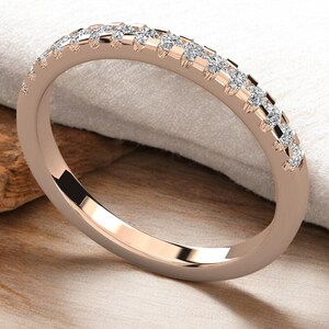 14K Solid Gold Half Eternity Diamond Band, Diamond Wedding Ring for Her, Half Eternity Diamond Wedding Ring, Gift for Her, Diamond Ring