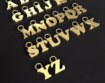 14K Solid Gold Initial Charm for Pendant and Bracelet, Gold Letter Initial, Gold Initial, Initial Gold Charm, Letter Necklace, Her Initial