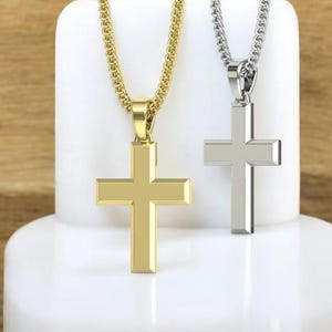 14k Solid Gold Flat Cross Pendant 30mm, 9.80 Grams 14k Gold Cross Pendant , Unisex Gold Cross, Basic Unisex Gold Cross Pendant, Gift for Her
