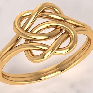 14k Solid Gold Knot Ring, Double Knot Gold Ring, Knot Statement Ring, Stylish Gold Knot Ring for Her, Gift for Her