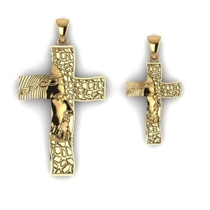 14K Solid Gold Jesus Pendant, Gold Jesus Pendant, Unisex Jesus Christ Pendant, 2 Size Options, Gift for Her
