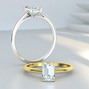 1 Carat Emerald Cut Diamond Solitaire Ring,1.00 Carat IGI Certified Emerald Cut Diamond Engagement Ring, Engagement Ring for Her, Proposal