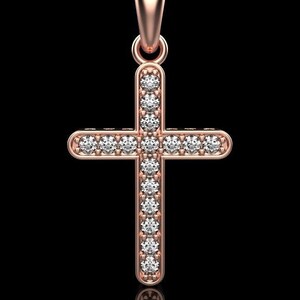 14k Solid Gold Diamond Cross Pendant, Diamond Cross Pendant, Unisex Cross with Diamonds , Diamond Cross Gold Pendant, Gift for Her