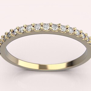 14K Solid Gold Diamond Half Eternity Ring – Dainty Wedding Band for Her