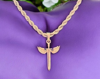 14k, 18k Solid Gold Guardian Archangel Michael Pendant, Guardian Angel Jewelry, Religious Necklace, Protection Pendant, Gift Pendant for Her