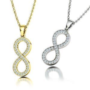 14K Solid Gold Diamant Infinity Design Halskette, Infinity Halskette mit Diamanten, Infinity Symbol Diamant Anhänger, Infinity Anhänger für Sie