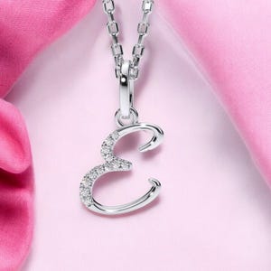Diamant Initial E Anhänger, Buchstabe E Diamant Initial, E Diamant Initial Anhänger, E kursive Diamant Buchstabe Anhänger für Sie, Geschenk für Sie