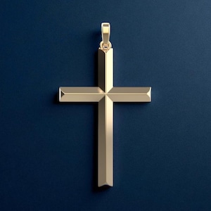 14k Solid Gold Cross Pendant, Gold Cross Pendant, Unisex Cross, Cross Gold Pendant, 2 Size Options Stylish Gold Cross, Gift for Her