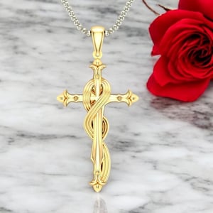 14k Solid Gold Unique Cross Pendant, Gold Cross Stylish Design Pendant, Unisex Cross, Cross Gold Pendant, Stylish Gold Cross, Gift for Her