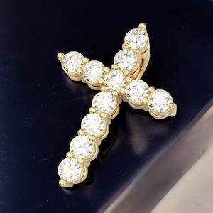 14k Solid Gold Diamond Cross Necklace for Women, Religious Jewelry, Genuine Gold Cross, Christian Faith Necklace Necklace, Gift for Her