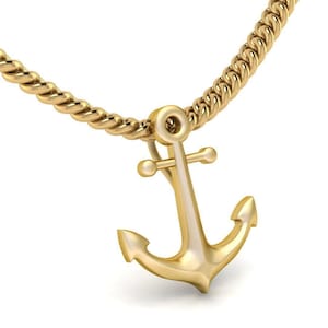 14k Solid Gold Anchor Pendant, Gold Anchor Pendant, Unisex Anchor Pendant, Gift for Him
