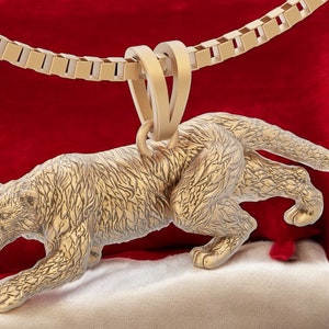 14K Solid Gold Panther Pendant, Gold Panther Pendant, Panther Jewelry, Gift for Her, Gift for Him