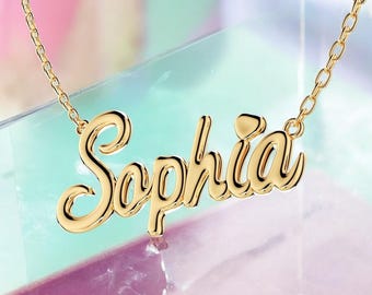 14k Gold Name Necklace Sophia, Sophia Name Necklace for Her