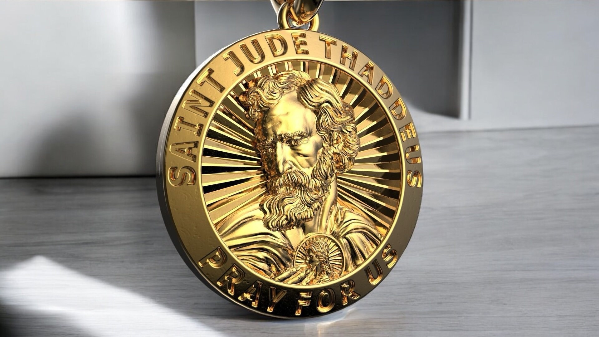 14k Solid Gold Saint Jude Thaddeus Pendant, 17.25 Grams 14k Gold St ...