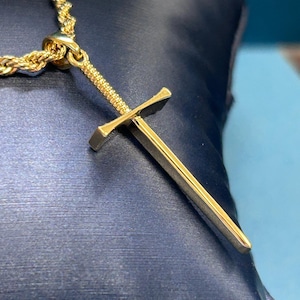 14k, 18k Solid Gold Sword Pendant, Gold Sword, 30mm Unisex Gold Sword Pendant, Sword Jewelry, Gift for Him