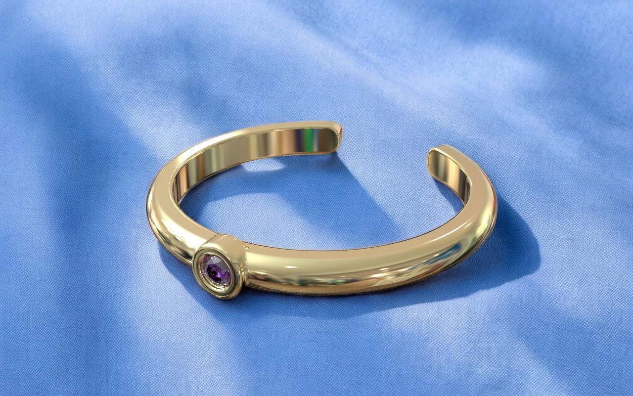 14k, 18k Solid Gold Women's Toe Ring With Birthstone, Dome Toe Ring ...