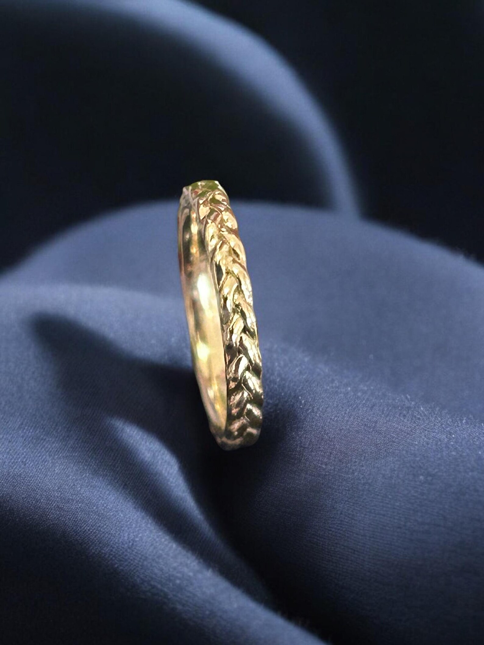 14k Solid Gold Braided Stackable Ring, 2.60mm Braided Ring, Stackable ...