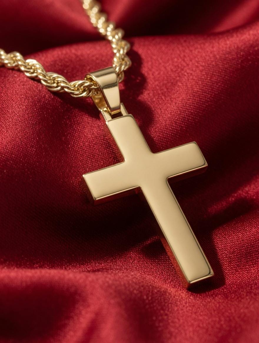 14k/18k Solid Gold Thick Cross Pendant – Box Design, 6 Grams