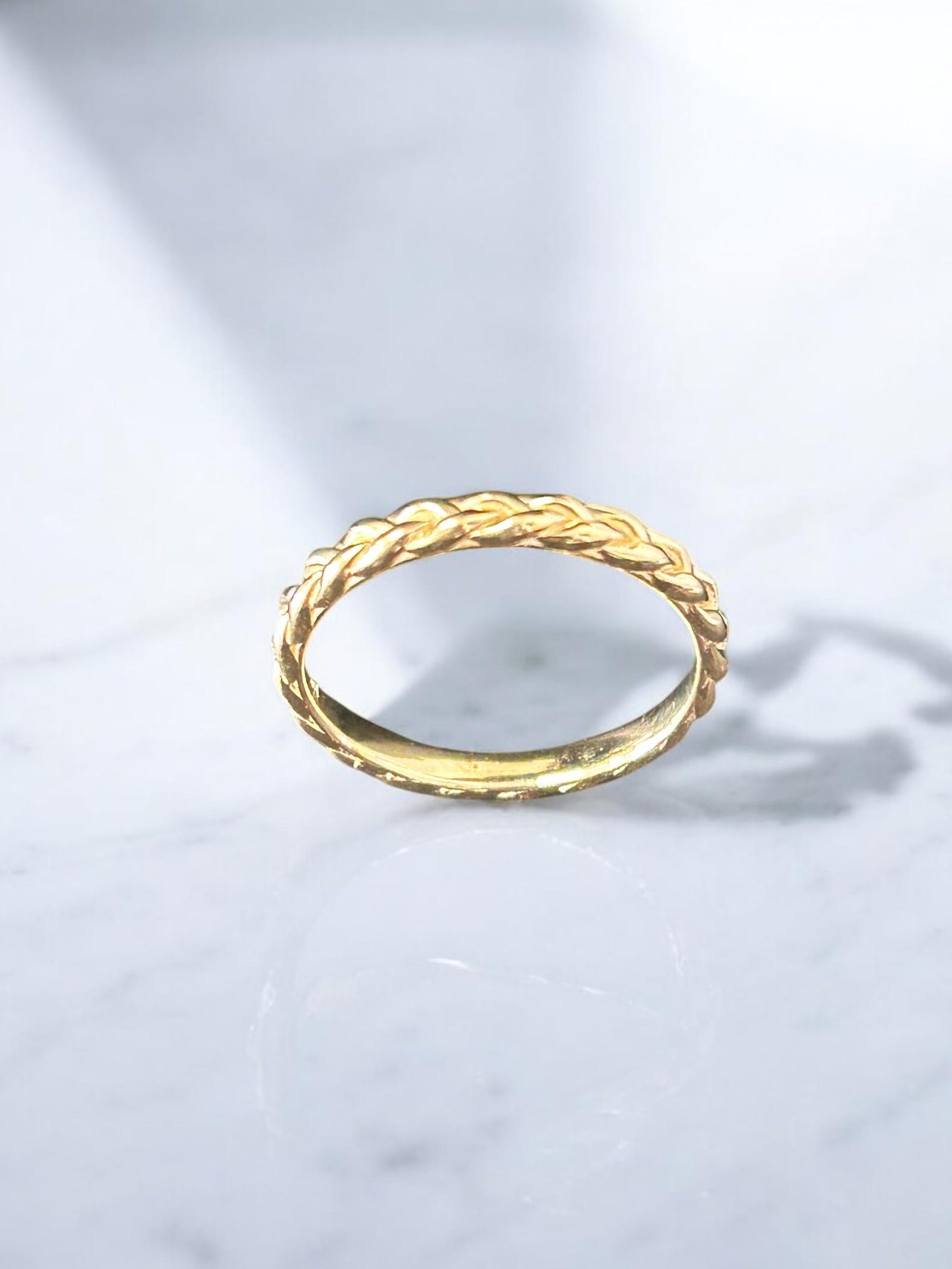 14k Solid Gold Braided Stackable Ring, 2.60mm Braided Ring, Stackable ...