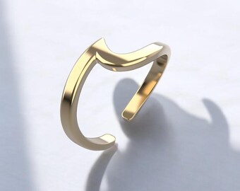 14k, 18k Solid Gold Wave Design Women's Toe Ring, Toe Ring Solid Gold, Wave Toe Ring, Her Toe Ring, Toe Ring for Her, Gold Toe Ring for Her