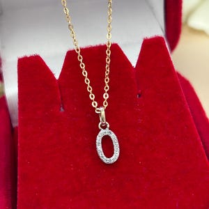 Diamond Number 0 Charm Pendant, 14k Solid Gold Diamond Number Charm for Necklace and Bracelet, Number Gold Charm with Diamonds, Gift for Her