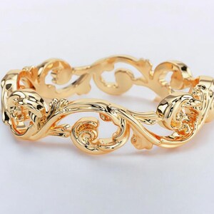 14k Gold Floral Art-Deco Design Statement Ring, Gold Filigree Design Flower Design Ring for Her, Gold Stacking Ring, Flower Statement Ring