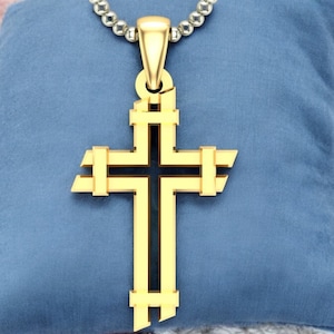 14k Solid Gold Unique Cross Pendant, Gold Cross Stylish Design Cross Pendant, Unisex Cross, Cross Gold Pendant, Stylish Gold Cross Gift Idea