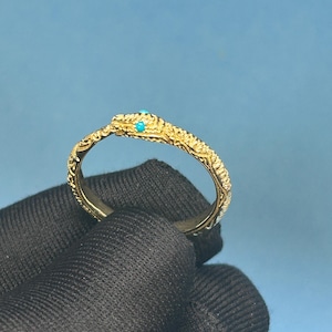 18k Solid Gold Snake Statement Ring, 18k Gold Snake Ring with Turquoise Eyes, Statement Ring for Women, Gold Serpent Ring, Snake Wraparound