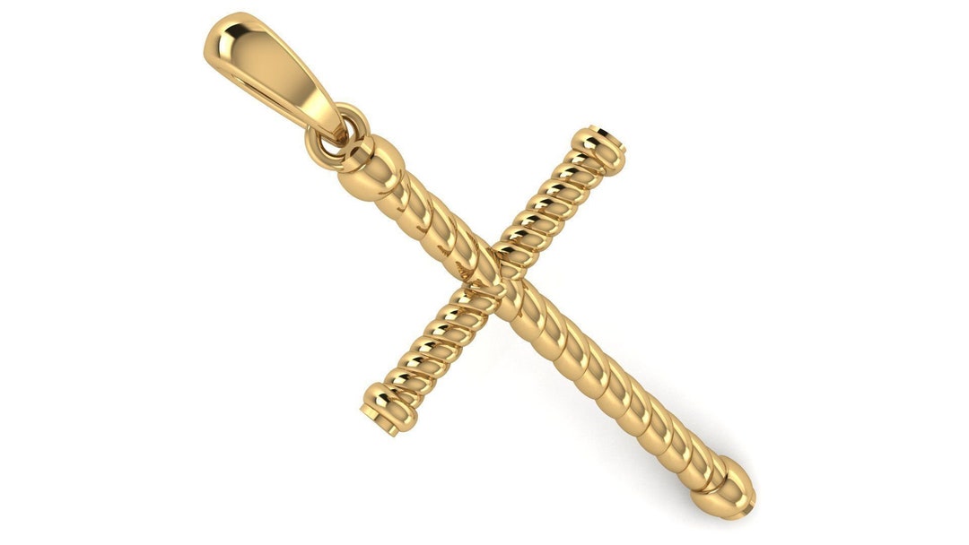 14k Solid Gold Rope Design Cross Pendant, Gold Rope Cross Pendant ...
