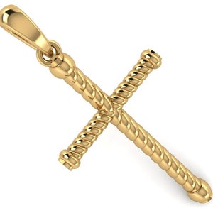 14k Solid Gold Rope Design Cross Pendant, Gold Rope Cross Pendant, Unisex Cross, Cross Gold Pendant, Gift for Her, Religious Gift