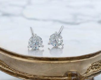 0.50 Carat Diamond Stud Lab Grown Diamonds CVD Earring Stud Earrings, D Color - VVS1 Clarity, 14k Solid Gold Round Diamond Earrings 3 Prong