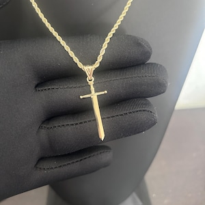 14k Solid Gold Sword Pendant, Gold Sword, Unisex Gold Sword Pendant, Sword Jewelry, Stylish Gold Sword Pendant, Gift for Him