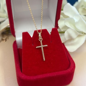 14K, 18K Solid Gold Cross Pendant, Dainty Cross Necklace Great Idea Christmas, First Communion or Baptism Gift, Everyday Gold Necklace