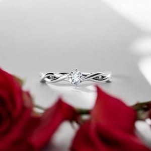 Diamond Rope Engagement Ring, 14k Solid Gold Twist Diamond Engagement Ring for Her, Rope Design Diamond Engagement Ring, Twist Style Ring