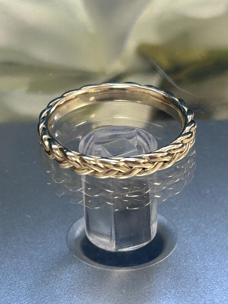 14k Solid Gold Braided Stackable Ring, 2.60mm Braided Ring, Stackable ...