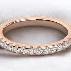 14K Solid Gold Half Eternity Diamond Band, Diamond Wedding Ring for Her, Half Eternity Diamond Wedding Ring, Gift for Her, Diamond Ring