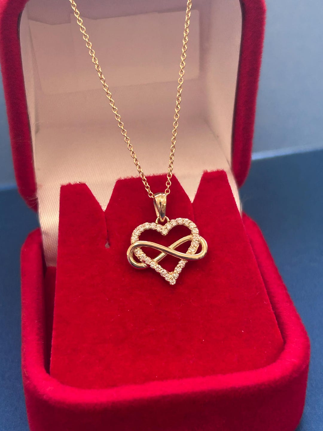 14k Solid Gold Diamond Infinity Heart Pendant, Diamond Heart Pendant ...