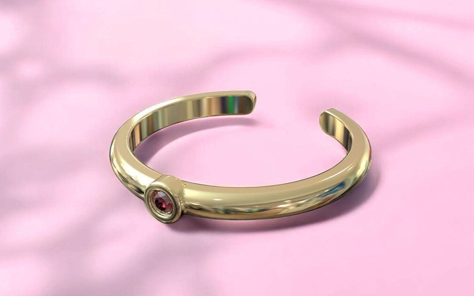 14k, 18k Solid Gold Women's Toe Ring With Birthstone, Dome Toe Ring ...